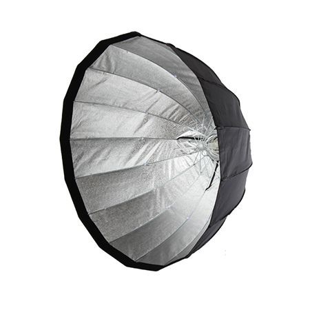 Black Silver 16-Rib Deep Easy Folding Parabolic Umbrella Softbox