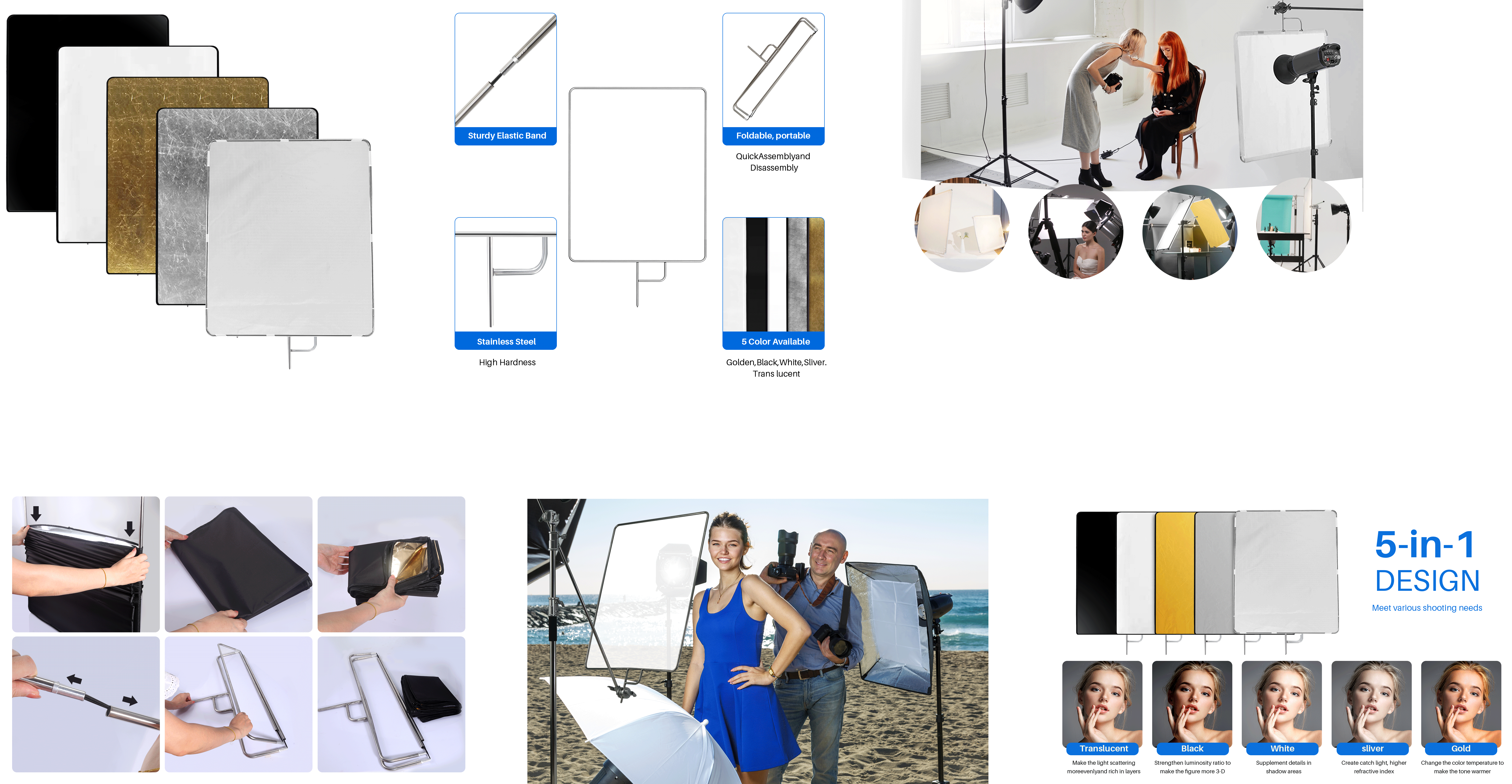 5 in 1 Photo flag refletor frame（Foldable version）